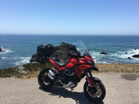 motorcycle by ocean